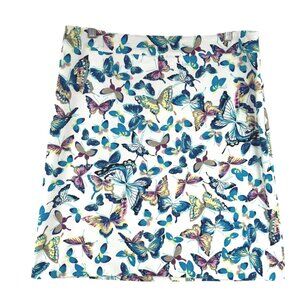 Talbots A-line Skirt Size 10 Butterfly Print Colorful Cotton Spandex NWT SS-1898